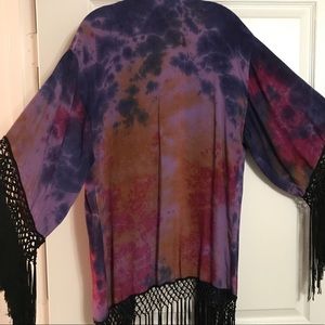 Tie-dyed Fringe Kimono